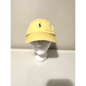 Vintage POLO RALPH LAUREN Hat Cap Logo Yellow One Size Casual Leather Strap